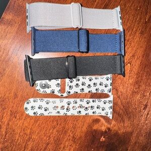 Set of Four Apple Watch Bands - Gray, Blue, Black, Paw Print - 42mm